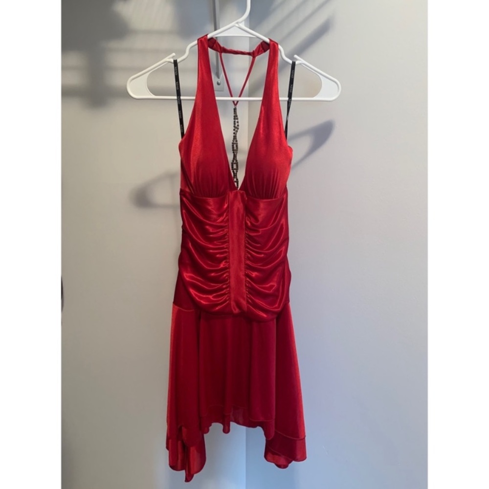 XOXO Red Halter Satin Dress - S